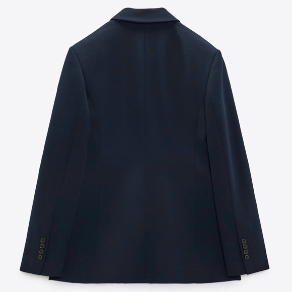Zara Bloggers Fav Navy Blue Tailored Double Breasted Lapel Collar Blazer‎ Zs S - Picture 9 of 16